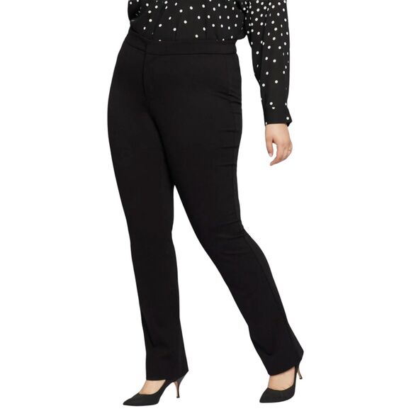 NYDJ Women's Black Ponte Knit Slim Trouser Pants Plus 16W • Flattens • Elongates - Picture 1 of 13